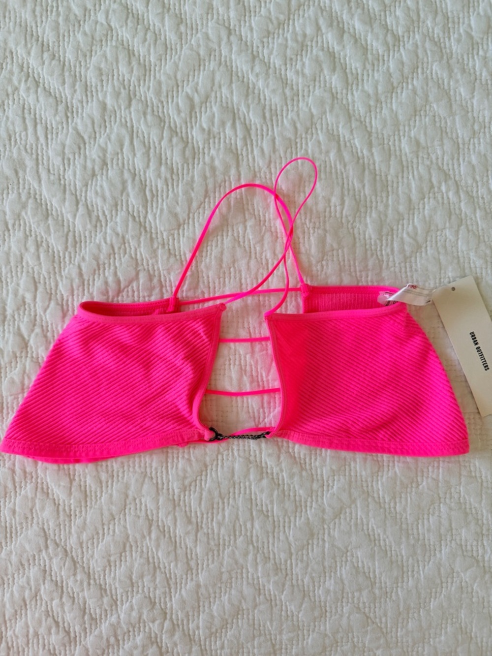Urban Outfitters Neon Pink Ribbed Bikini Top